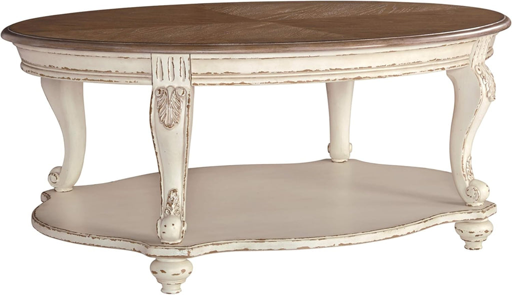 Antique White & Brown Coffee Table O86818