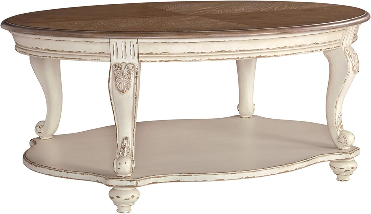 Antique White & Brown Coffee Table O86818