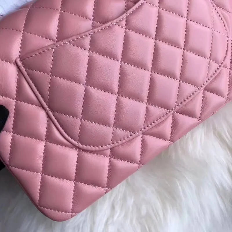 Pink Lambskin Leather Flap Bag I385891