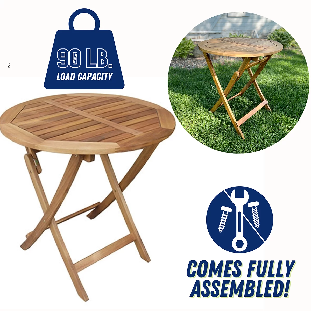Folding Acacia Wood Bistro Table V3514
