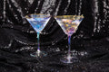 Iridescent Handmade Hammered Martini Glasses with Gold Rim Set of 2 U9380