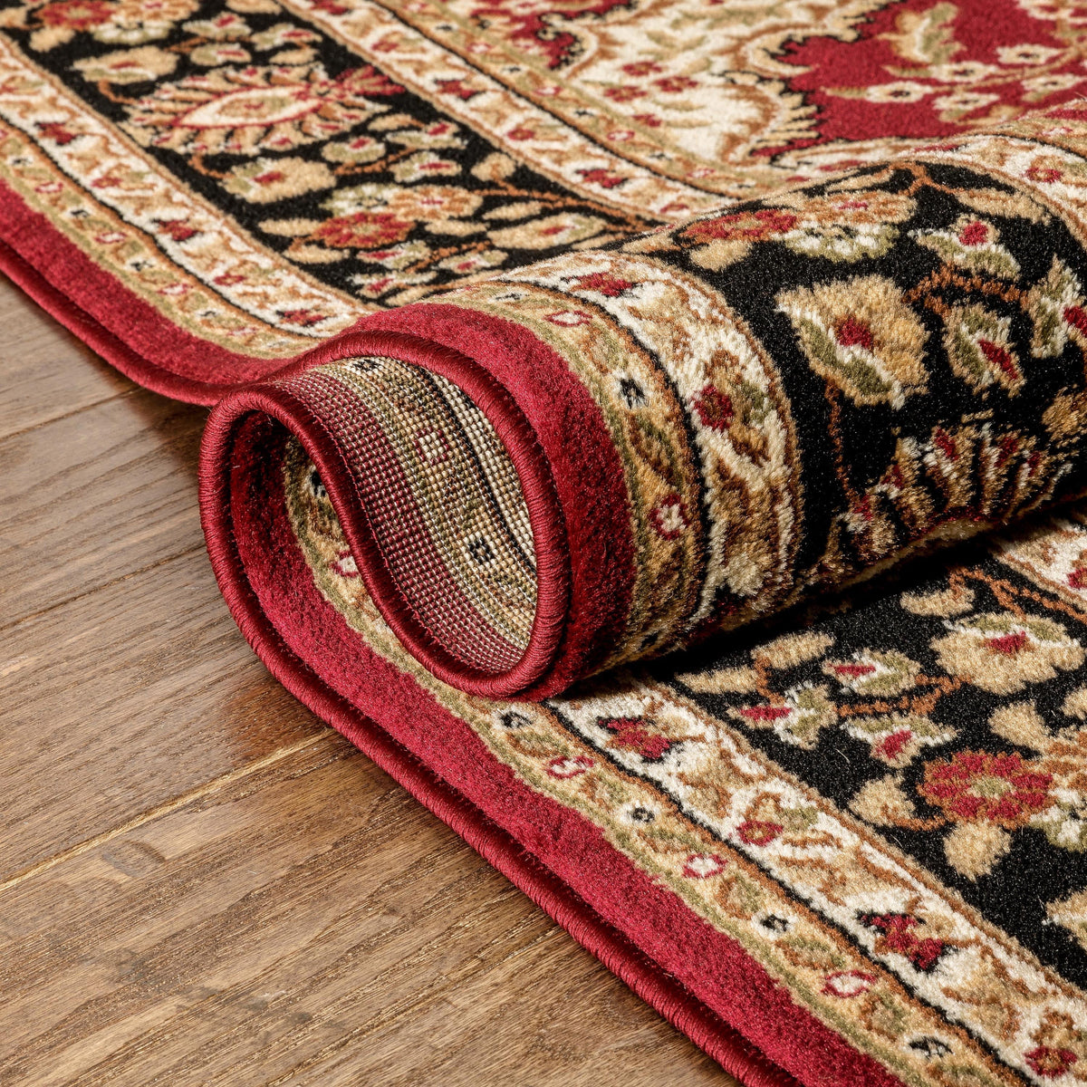 Red Green Ivory Light Blue Black Persian Floral Oriental Area Rug W544172