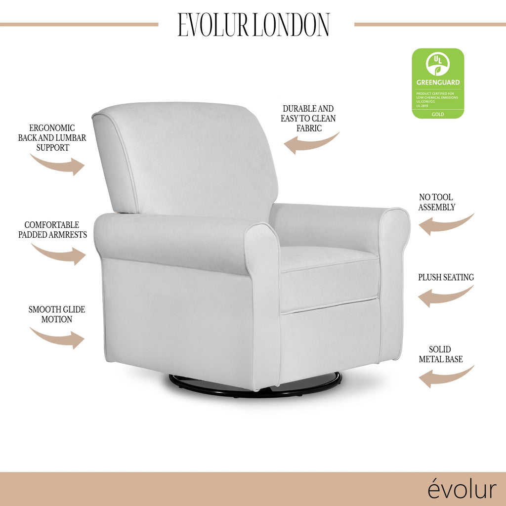 Gray Upholstered Swivel Glider B4819
