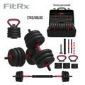60 lbs Adjustable Dumbbell Barbell and Kettlebell Weight Set A529