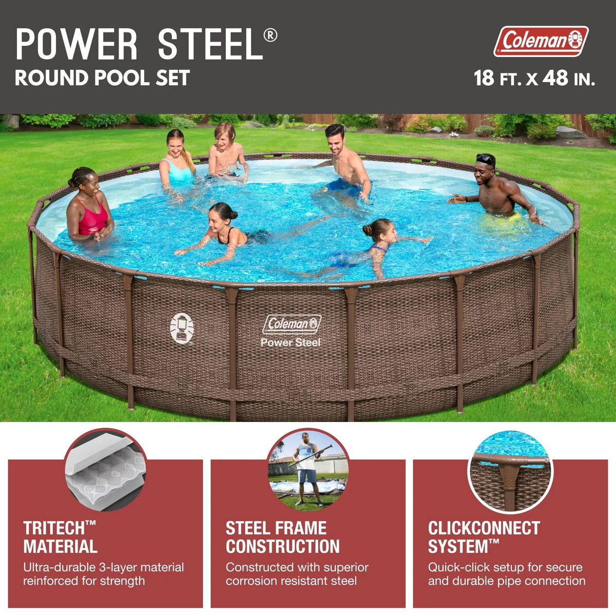 Round Metal Frame Above Ground Pool Set V8743