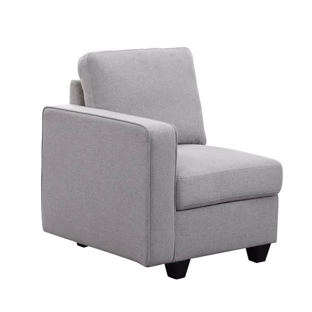 Light Gray Reversible Fabric Sectional Sofa with Ottoman Y115
