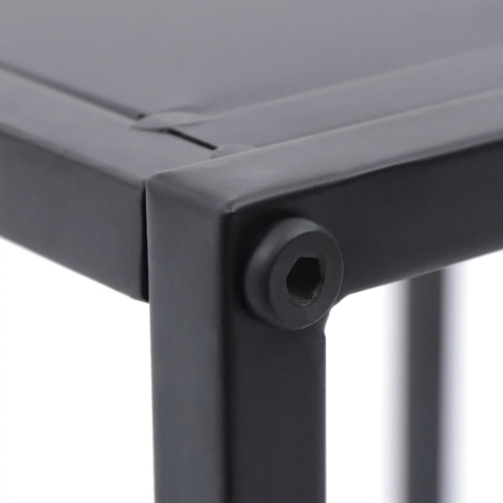 2Pcs Modern Square Metal Coffee Table Side Table End Table Matt Black O14826