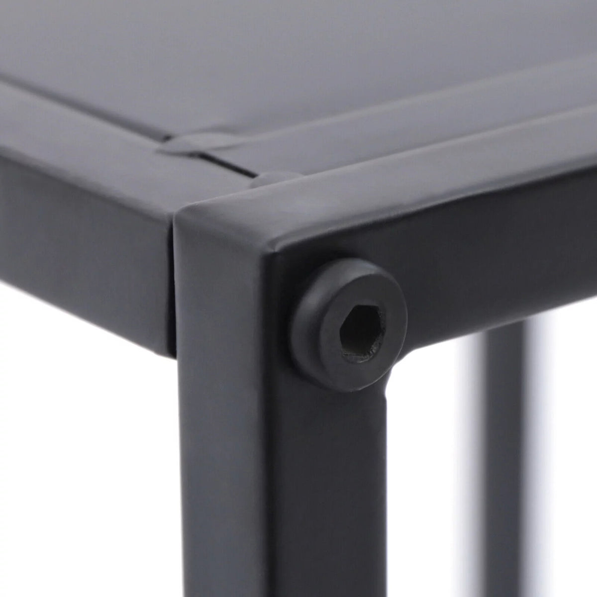 2Pcs Modern Square Metal Coffee Table Side Table End Table Matt Black O14826
