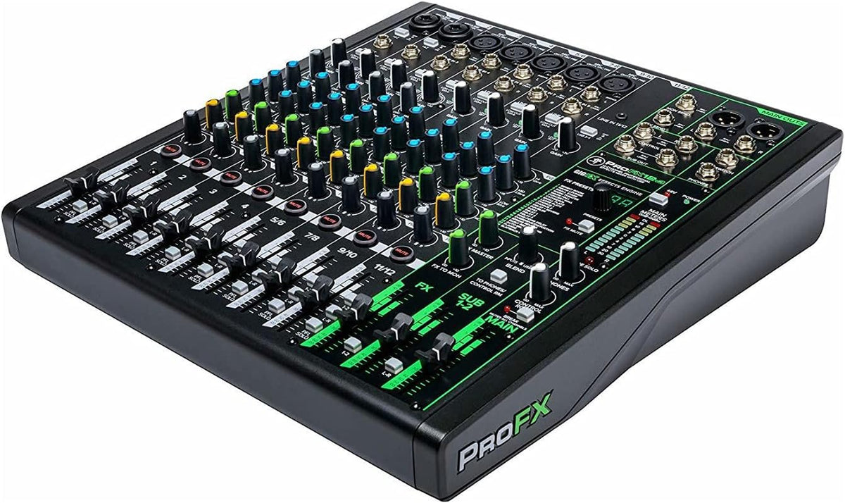 12-Channel Mixer with Headphone Amp, 4 XLR Cables, and 2 Breakout Cables Bundle Q394