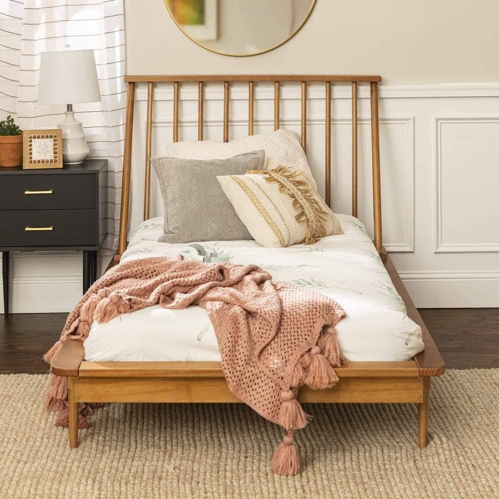 Twin Mid Century Solid Wood Spindle Bed S54495