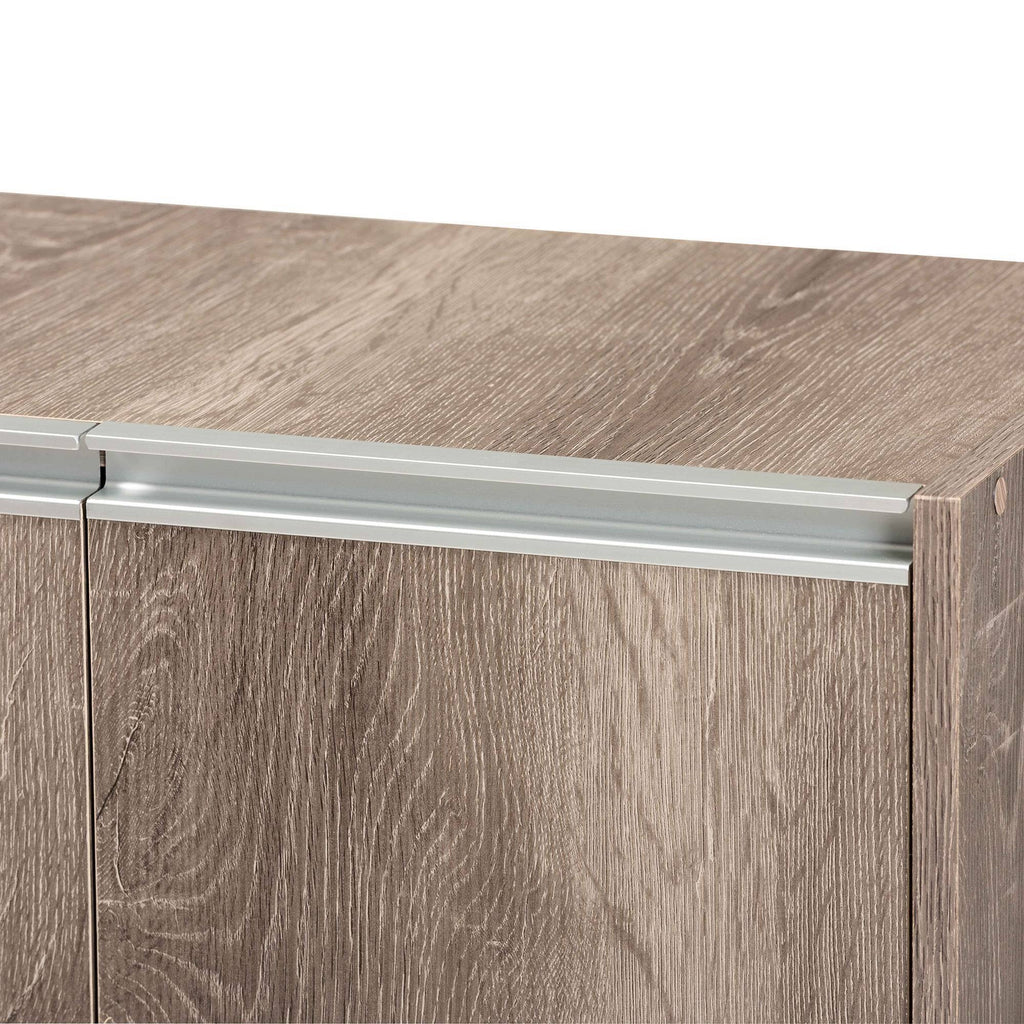 Weathered Oak Finished Wood 2-Door Shoe Cabinet I9964