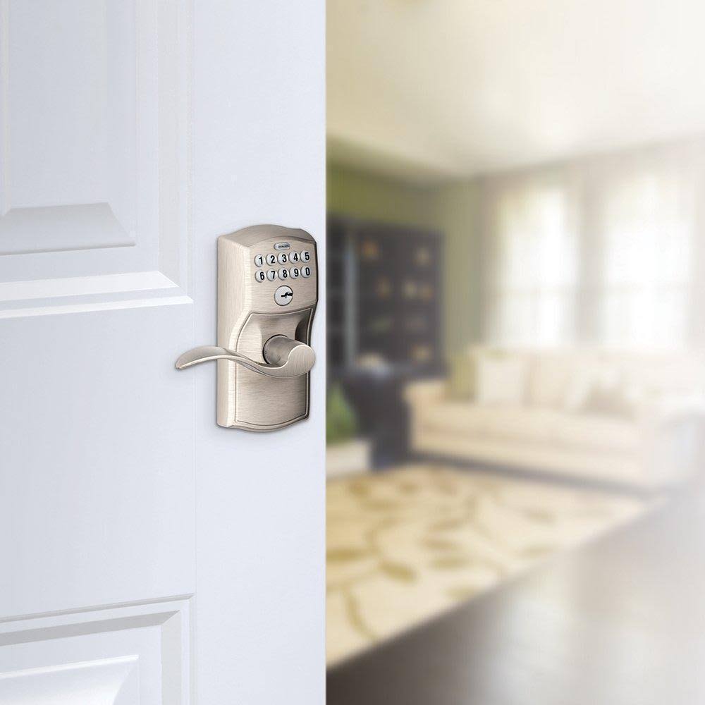 Keypad Entry with Flex-Lock and Accent Levers, Satin Nickel H5213