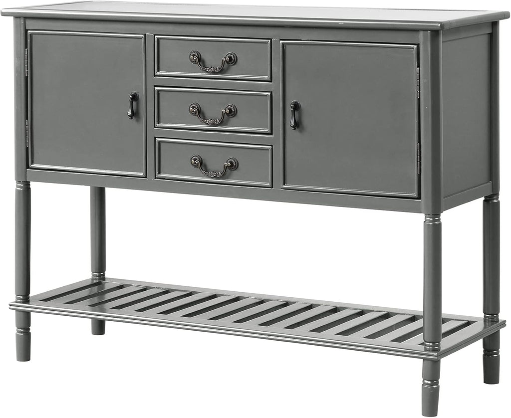 Solid Wood Console Table with 3 Drawers, 2 Cabinet and 1 Shelf I485036