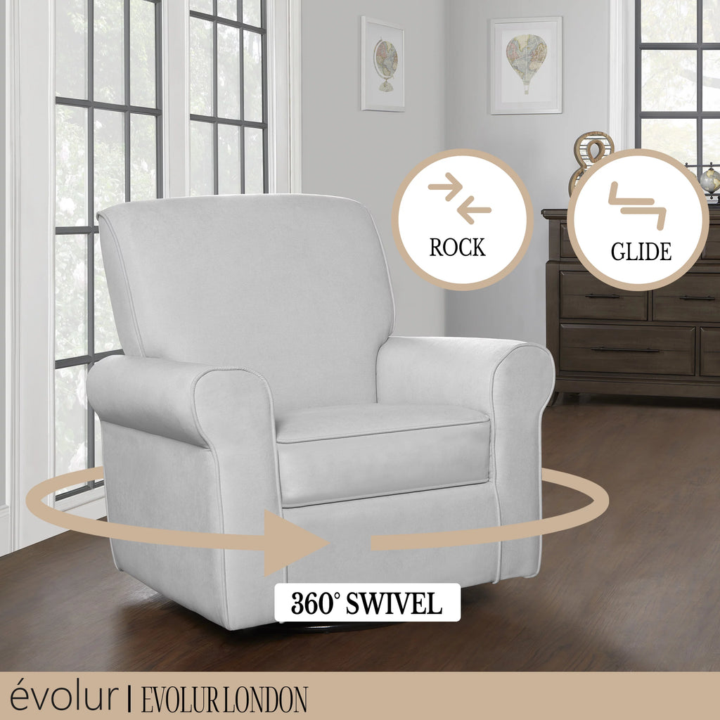 Gray Upholstered Swivel Glider B4819