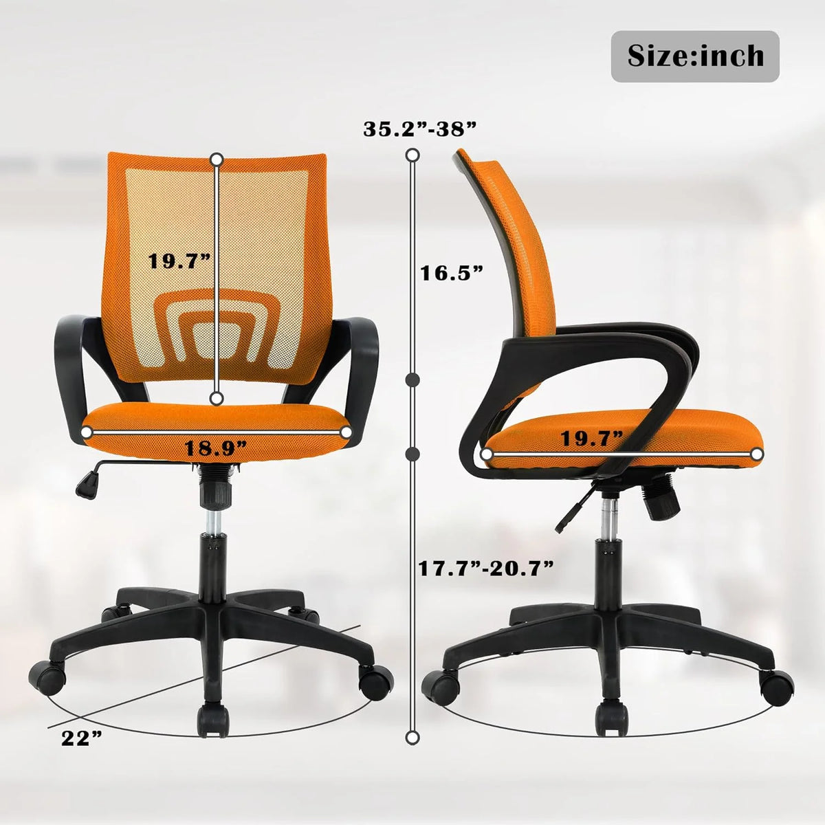 Orange Mesh Ergonomic Office Chair with Lumbar Support Y5709