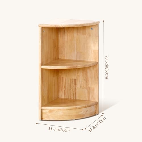 Rubber Wood 2-Tier Corner Storage Cabinet O582