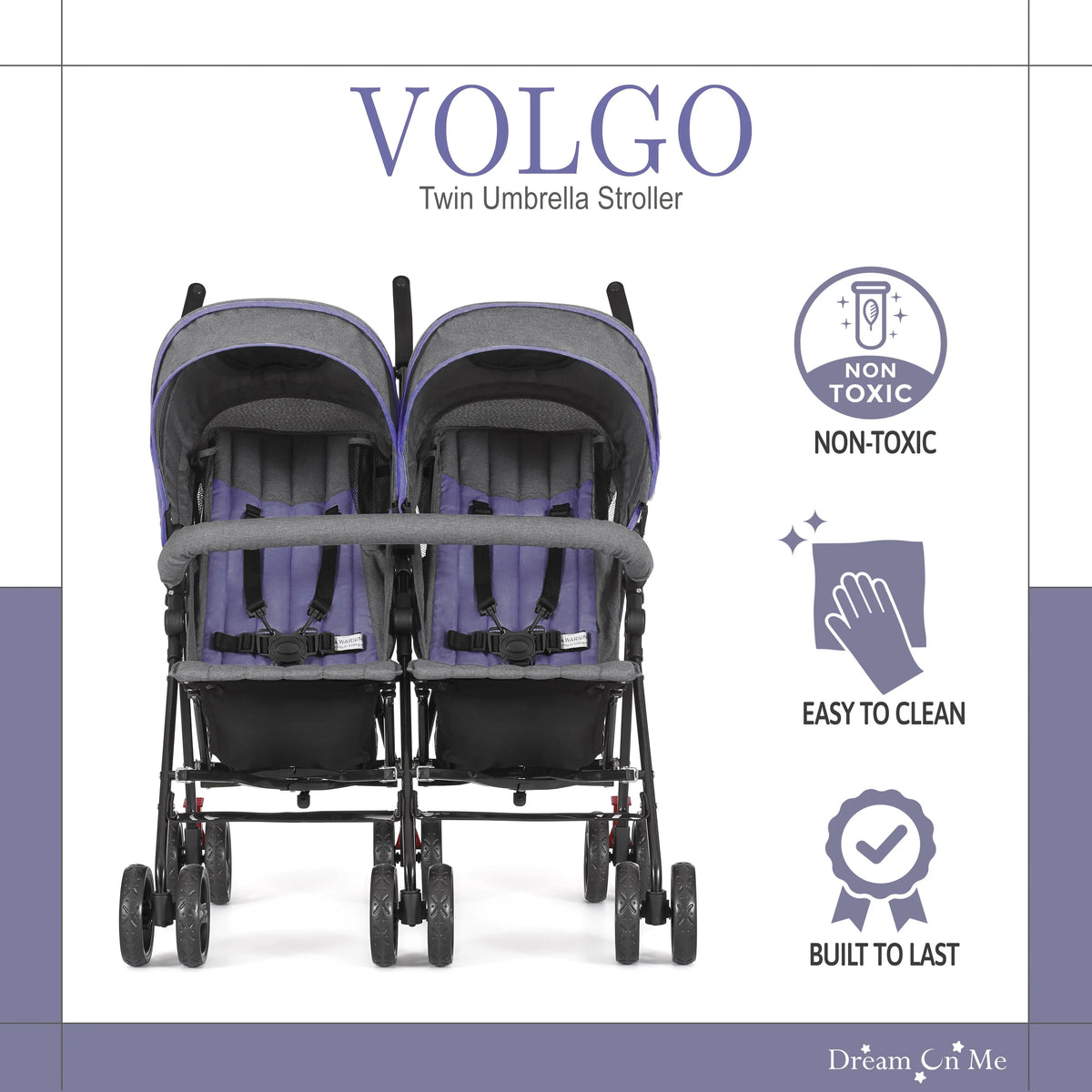 Lightweight Compact Double Umbrella Stroller with Storage Basket and Adjustable Canopy U56710