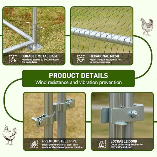 Large Metal Chicken Coop with Waterproof Cover F947034