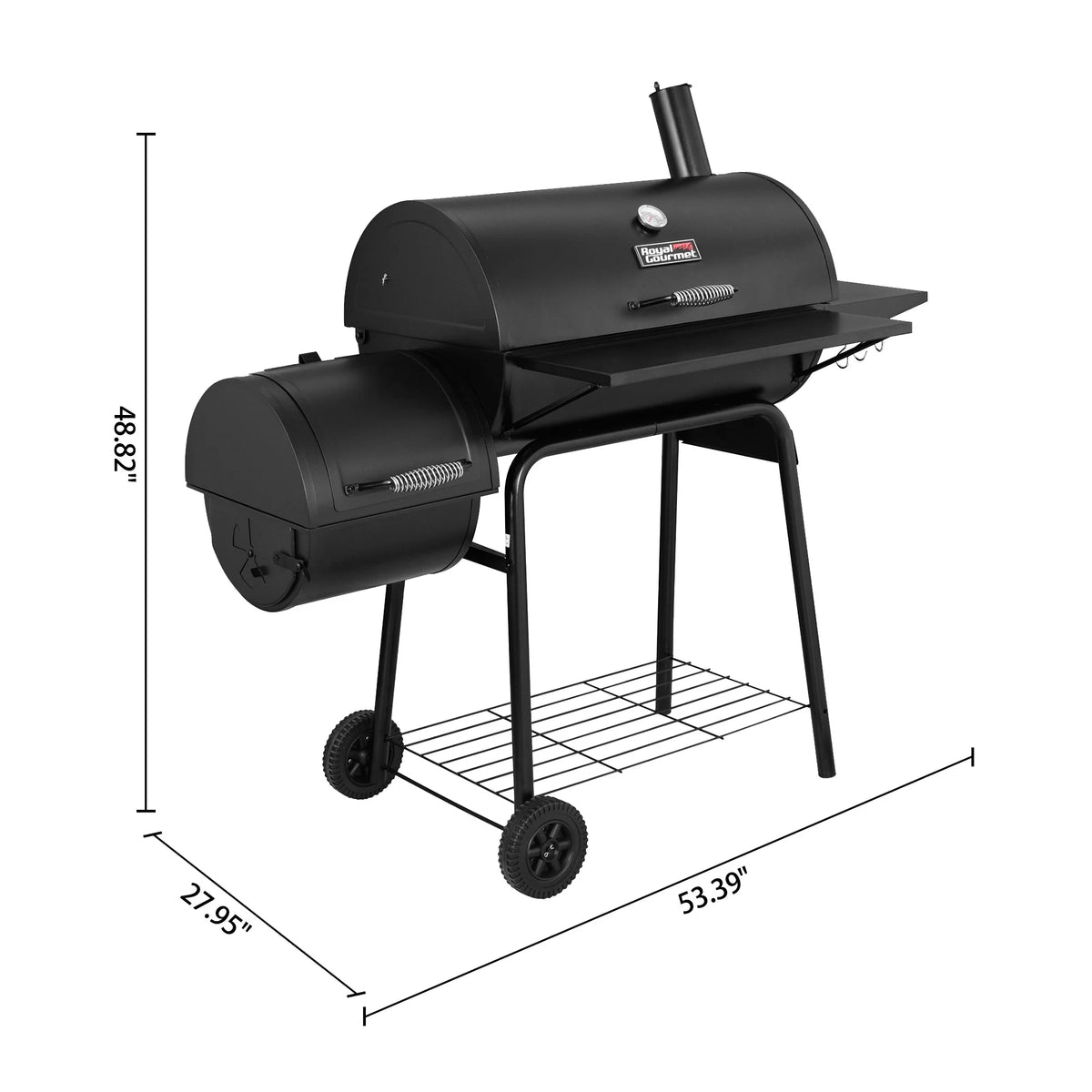 Steel Charcoal Grill with Offset Smoker A800