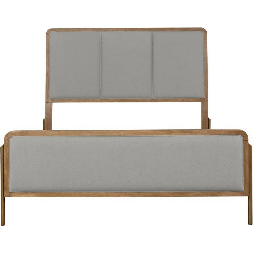 King Size Wood Bed with Padded Upholstery E229