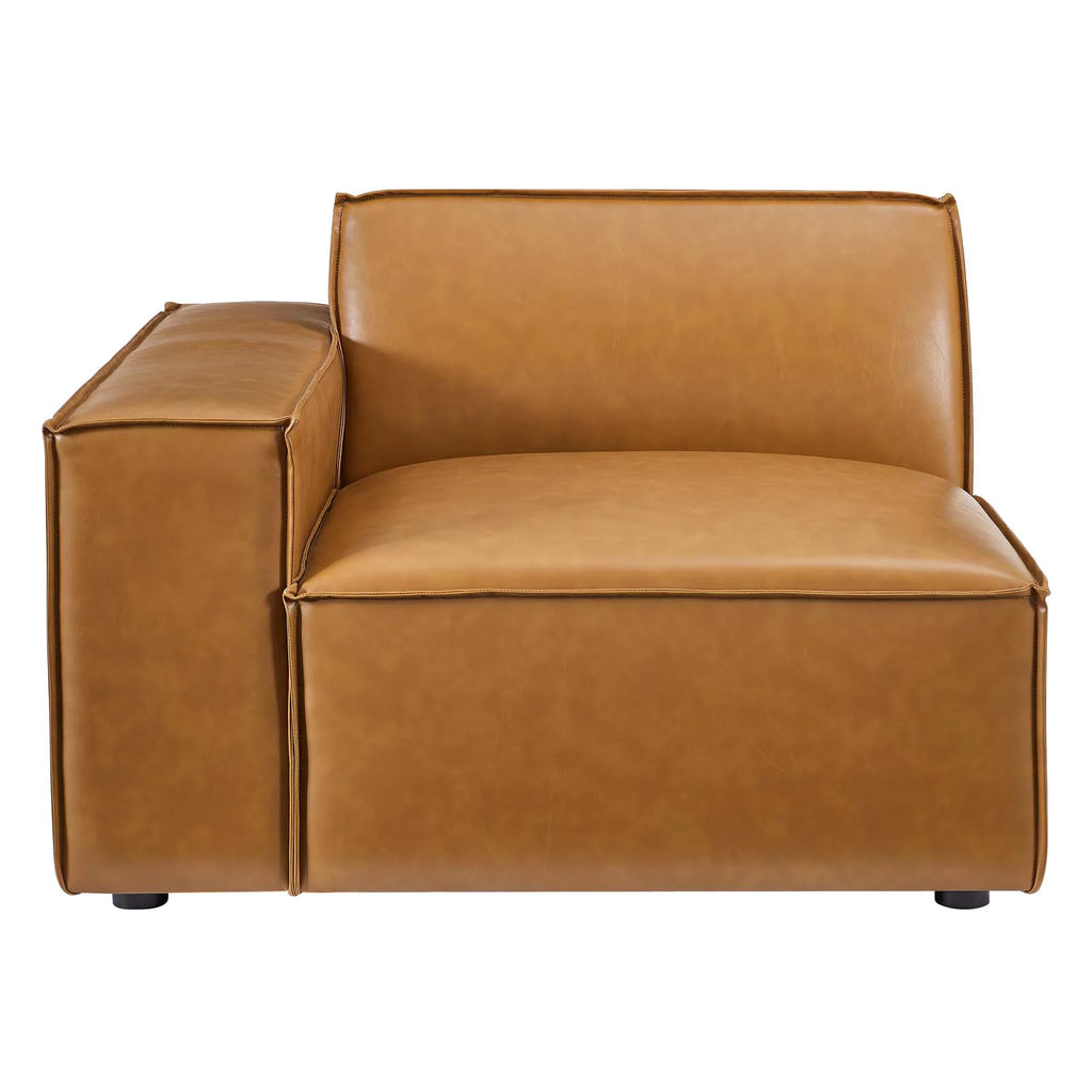 5-Piece Vegan Leather Sectional Sofa in Tan Q7963