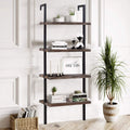 4 Shelf Wall Mount Bookshelf with Metal Frame L5669