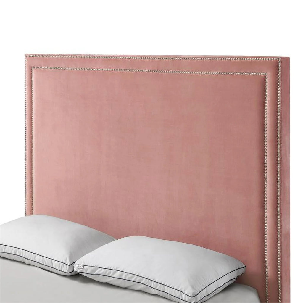Blush Pink Velvet Queen Bed S702
