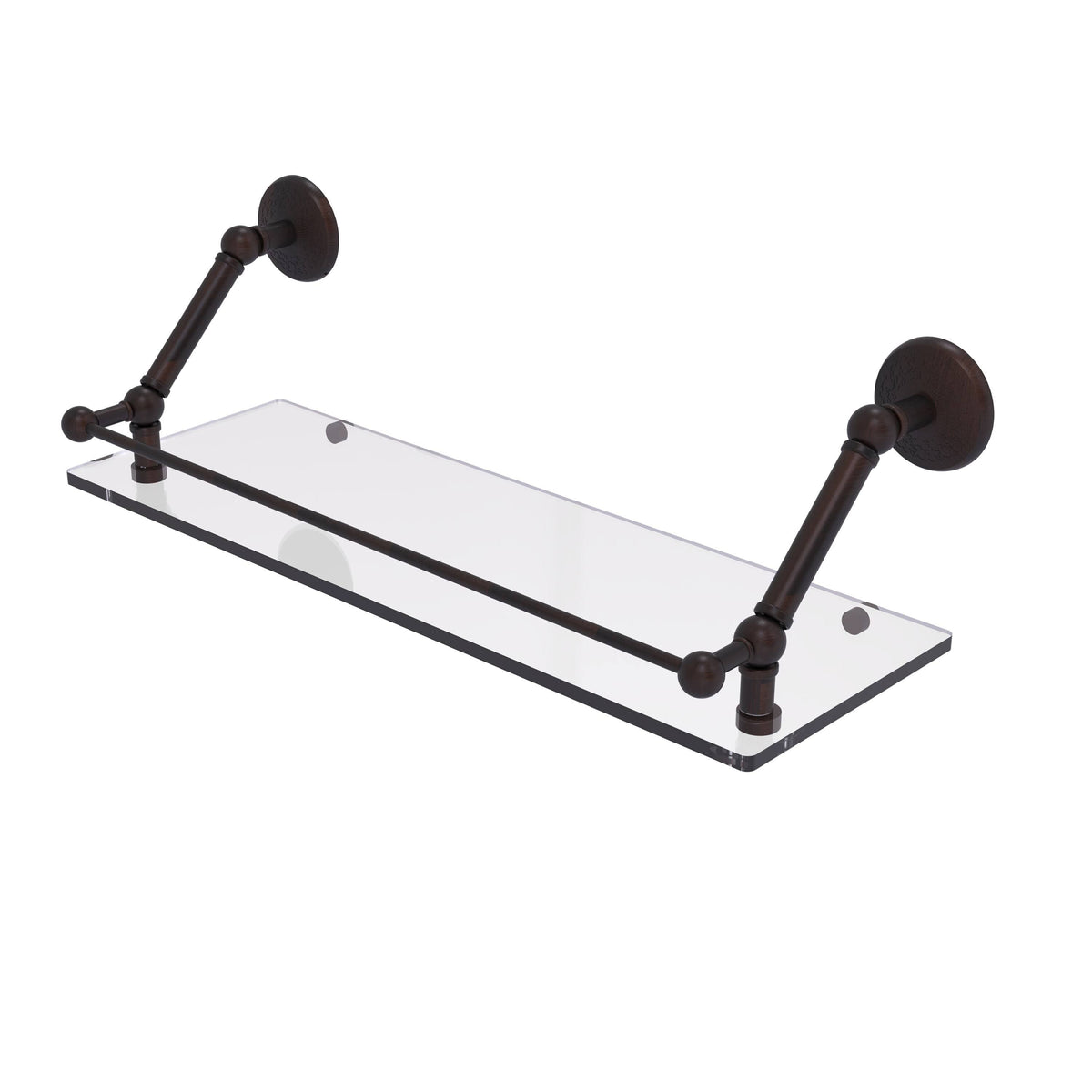30 in. Floating Glass Shelf with Gallery Rail Antique Pewter T9731