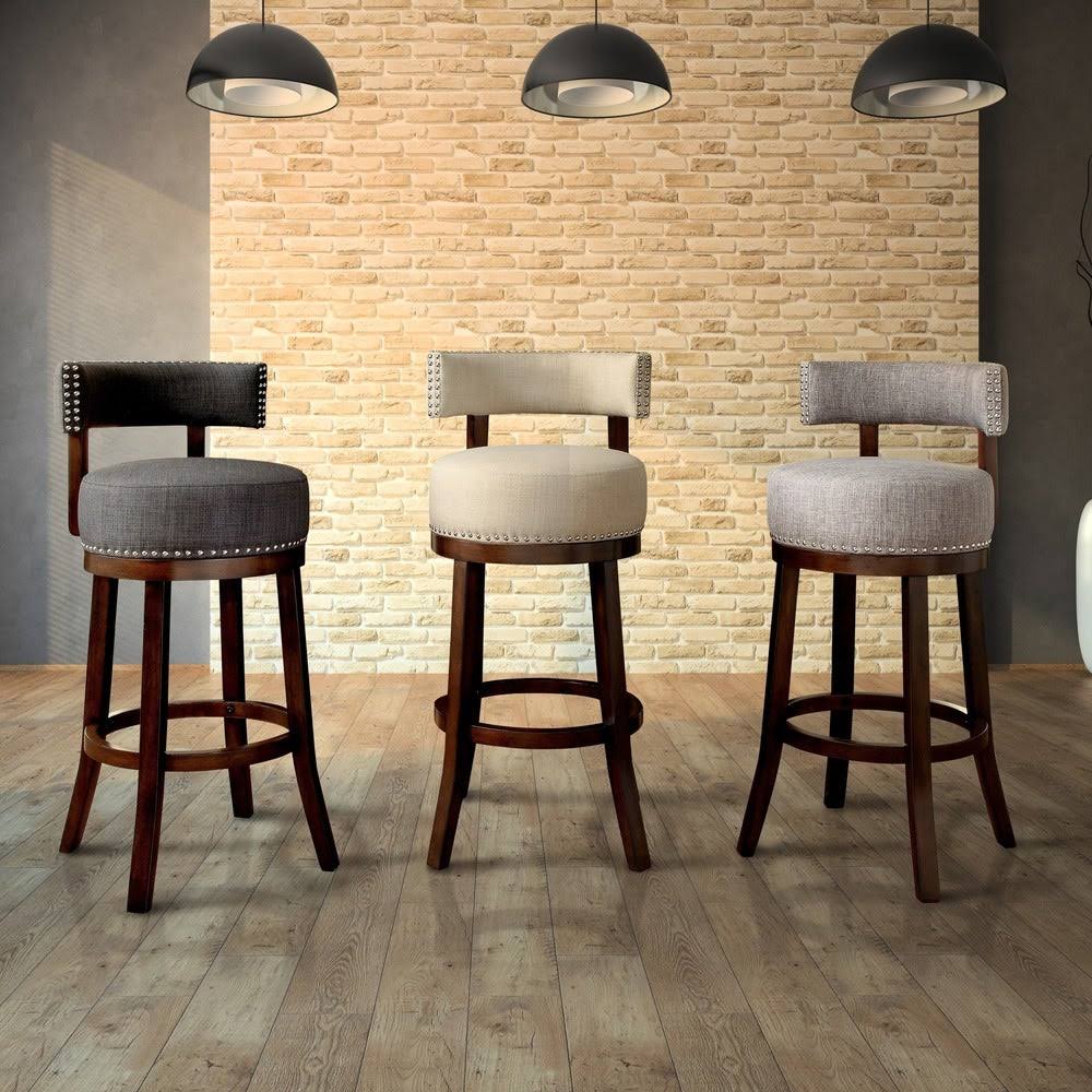 Grey Nailhead Swivel Barstool Set of 2 P13714