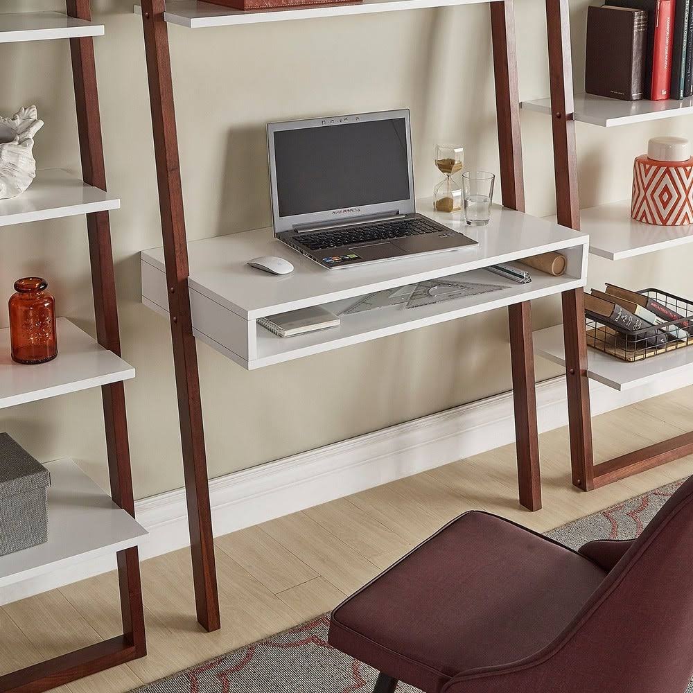 Leaning Ladder Shelves Natural and White O5214