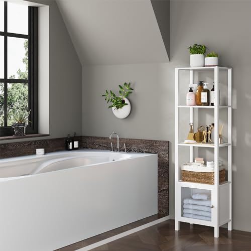 6 Tier Narrow Bookcase with Door H634664