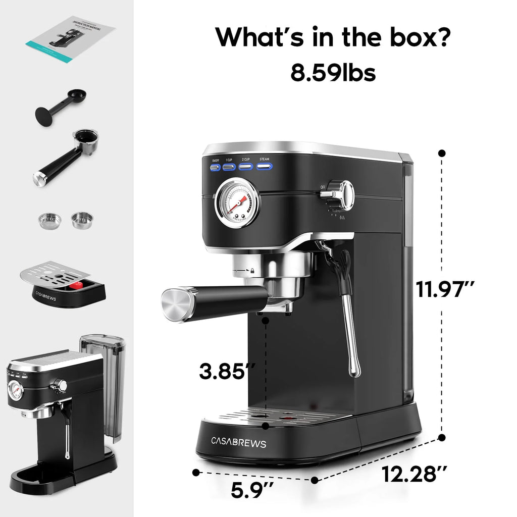 20 Bar Stainless Steel Espresso Machine with Milk Frother G721207