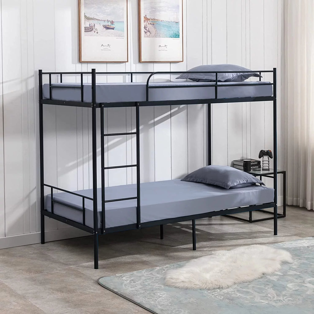 Twin over Twin Bunk Bed with Ladder and Guardrail W892
