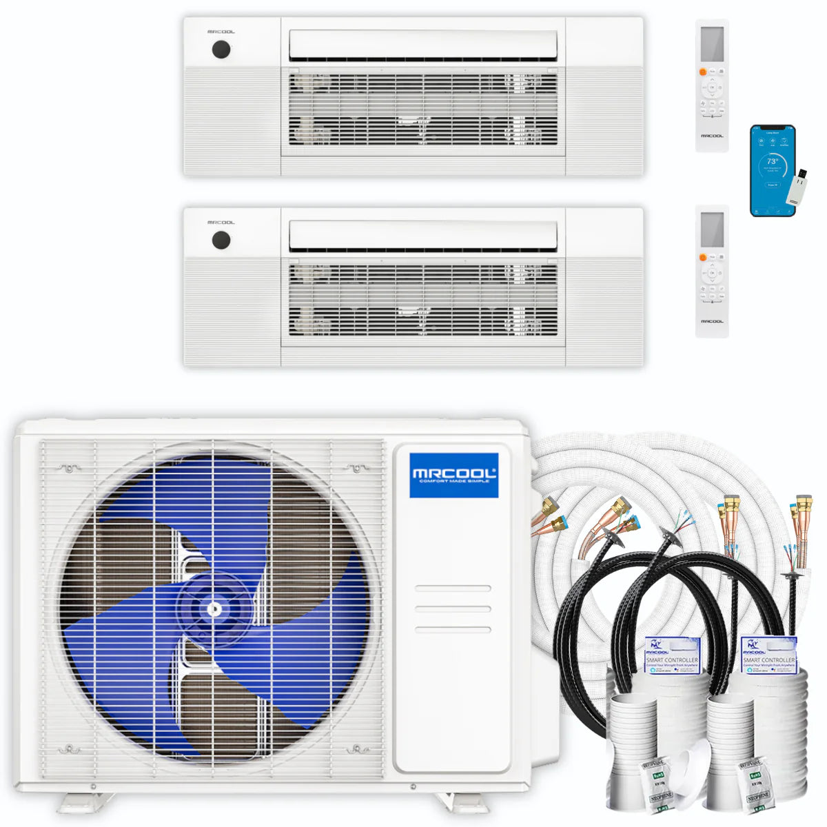 24,000 BTU 2 Zone Ceiling Cassette Ductless Air Conditioner and Heat Pump M7131