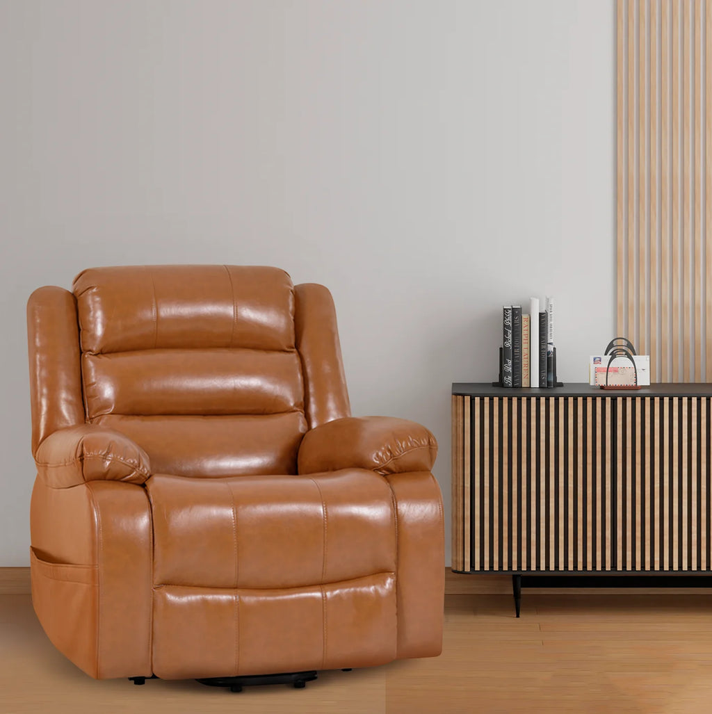Caramel Faux Leather Adjustable Power Lift Recliner Chair G202