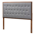 Gray Fabric and Walnut Brown Wood King Size Headboard Z844457