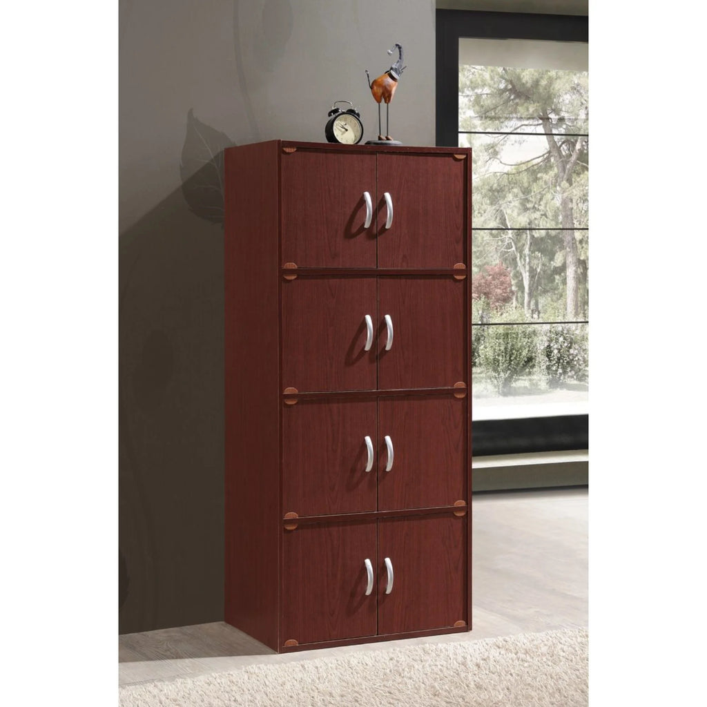 Mahogany Brown Bookcase Cabinet with Doors E6151