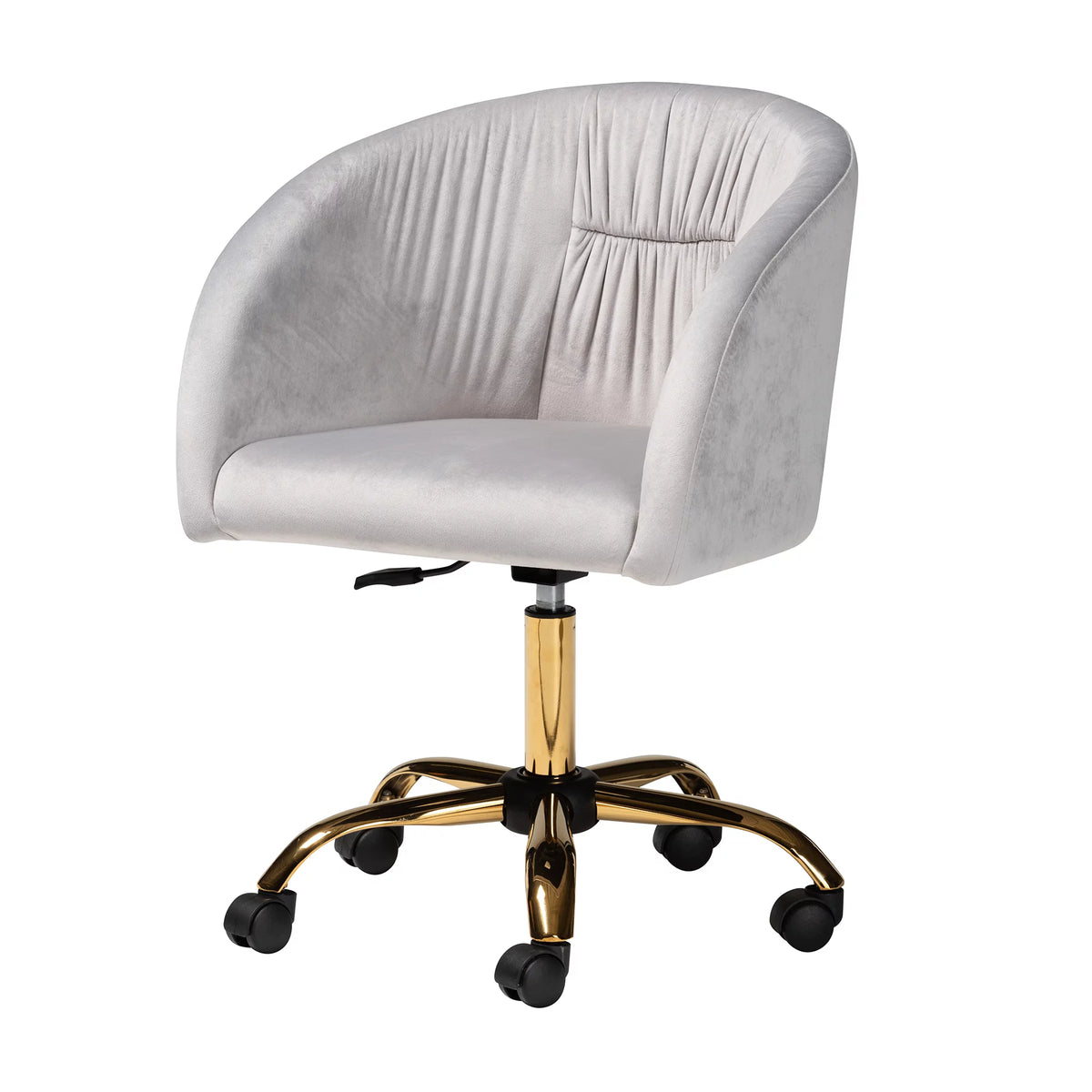 Grey Velvet Gold Metal Swivel Office Chair U239
