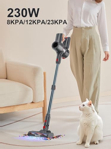 Cordless Vacuum Cleaner, 300W 45KPA Suction Power, 60 Min Runtime, Self-Standing Stick Vacuum with Wall Mount Charging, 3 Modes for Pet Hair, Carpet & Floor B896