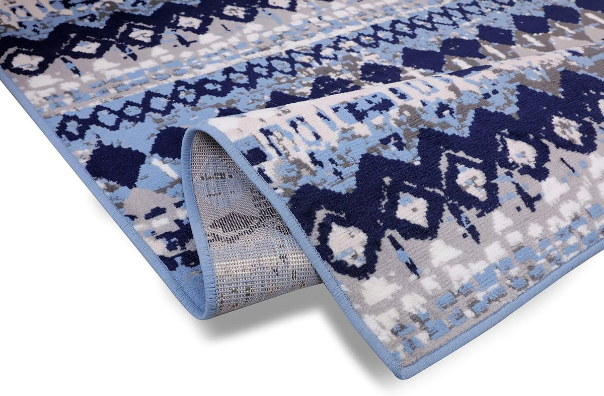 Light Blue Geometric Pattern Rug A76846