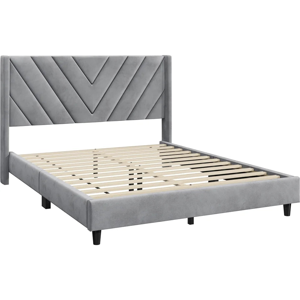 Queen Upholstered Platform Bed with Slat Support B5620