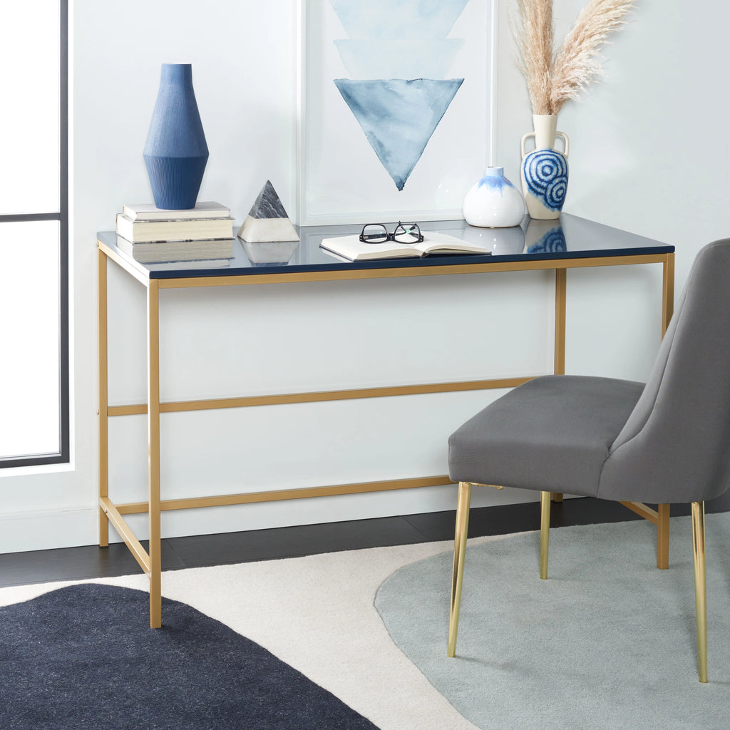 Navy Gold Wood Writing Desk T464618