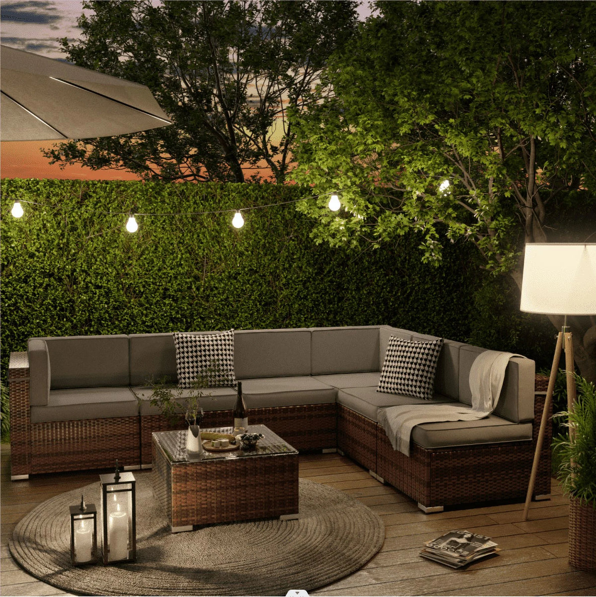 Modular Rattan 7PCS Patio Sofa Set T725392