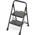 4 Step Steel Step Stool with Handrail, Black M2606