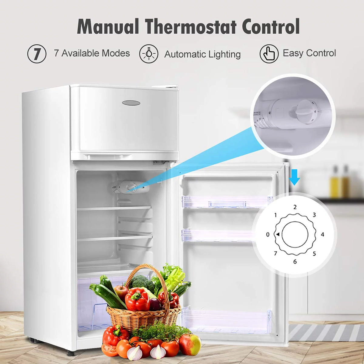 2 Doors 3.4 cu ft. Compact Mini Refrigerator Freezer Z4202