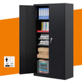 Black 72"H Lockable Steel Storage Cabinet with 4 Adjustable Shelves D810