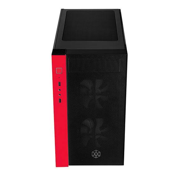 Micro-ATX Case with Tempered Glass Side Panel RGB Fans Black & Red A144