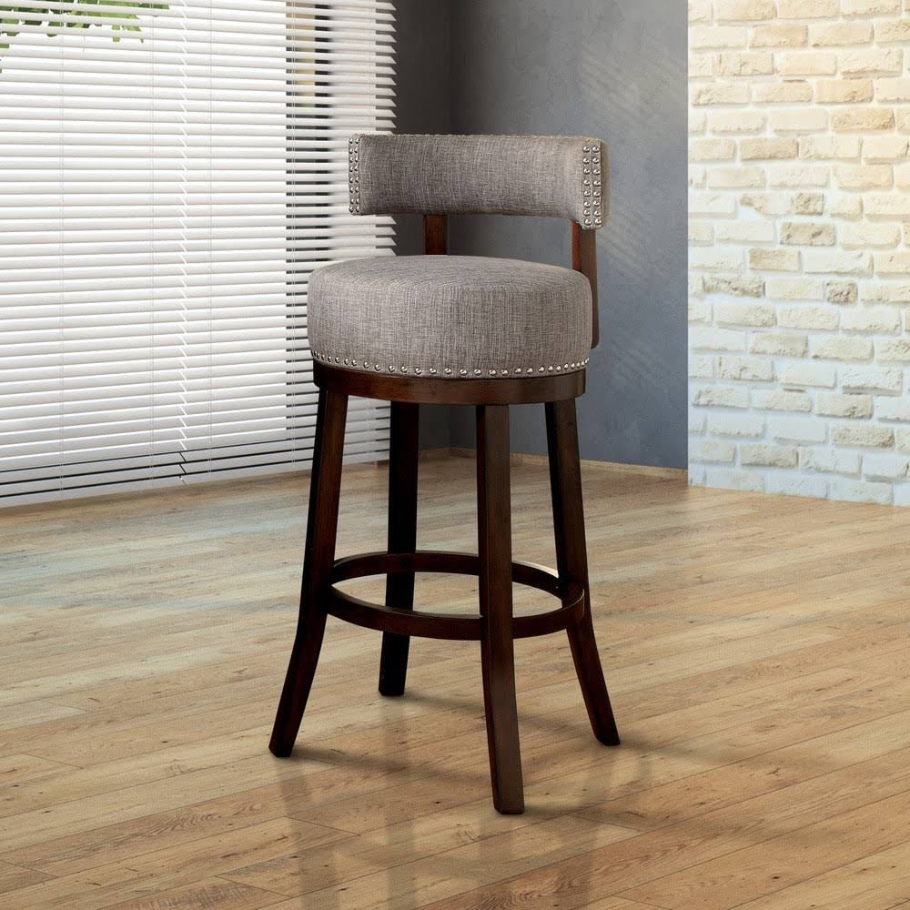 Grey Nailhead Swivel Barstool Set of 2 P13714