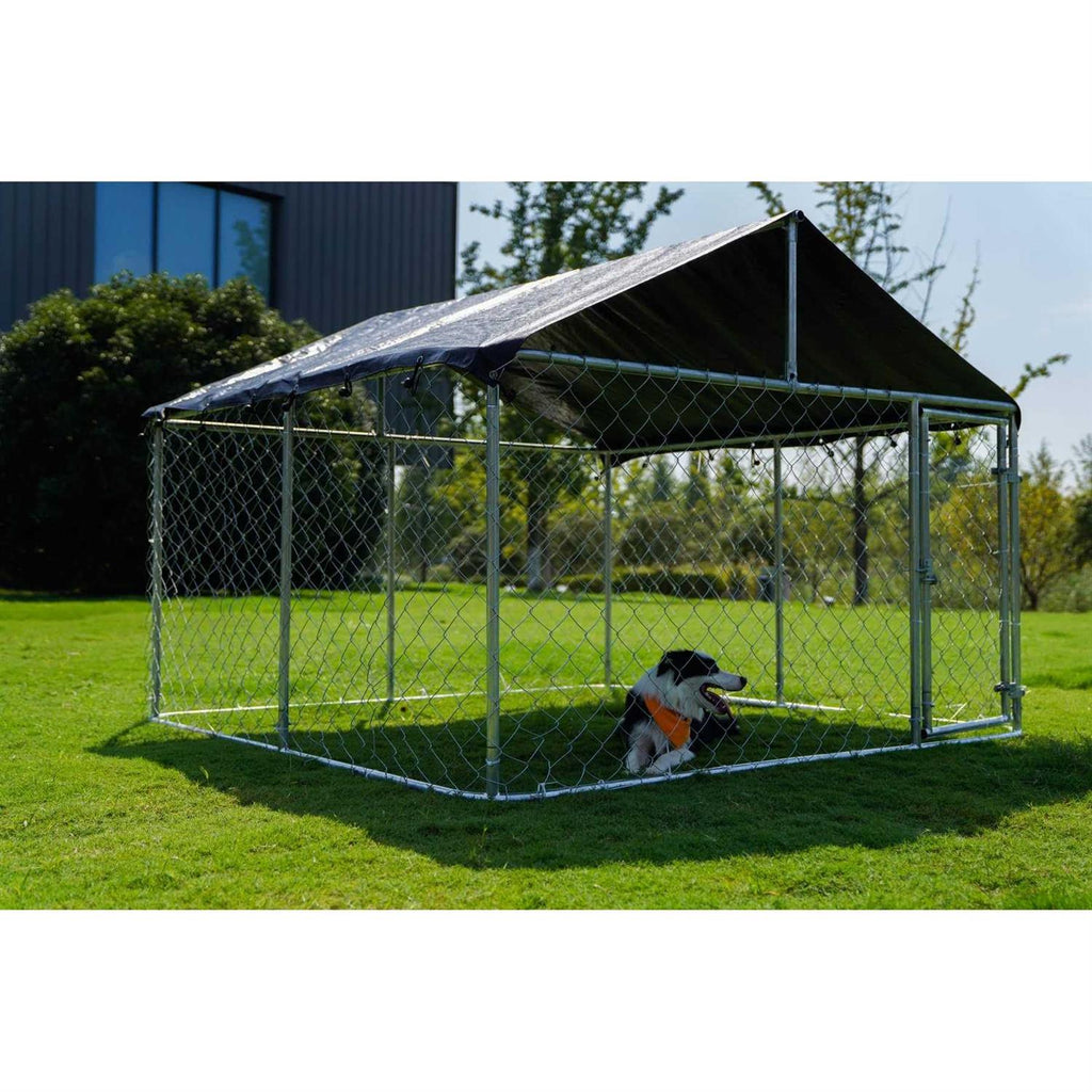Outdoor Dog Kennel Heavy Duty with Galvanized Chain Link H324844