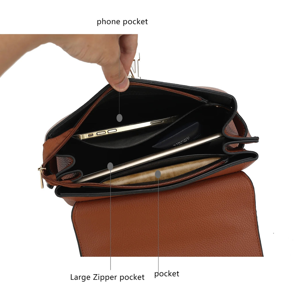 Black Vegan Leather Satchel & Wristlet Wallet Q96024